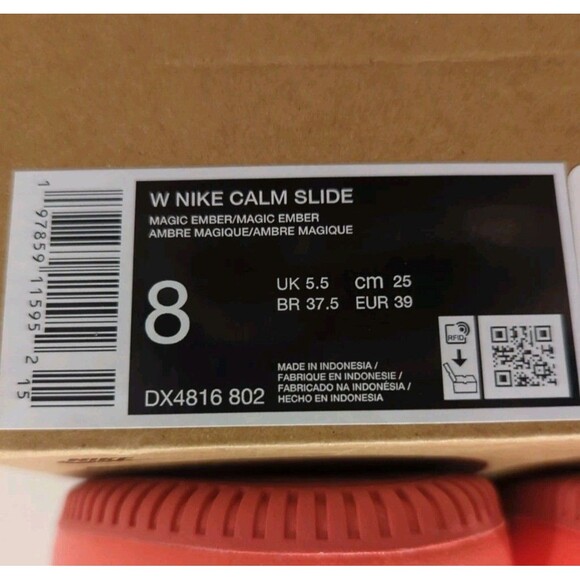 Woman's Chunky Slip On Sandals Nike Calm Slide - NWT Size 8 Magic Ember - Picture 10 of 10